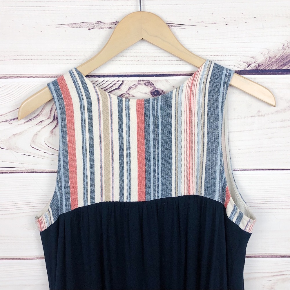 Porridge Striped Multimedia Sleeveless Black Dress - Picture 5 of 6